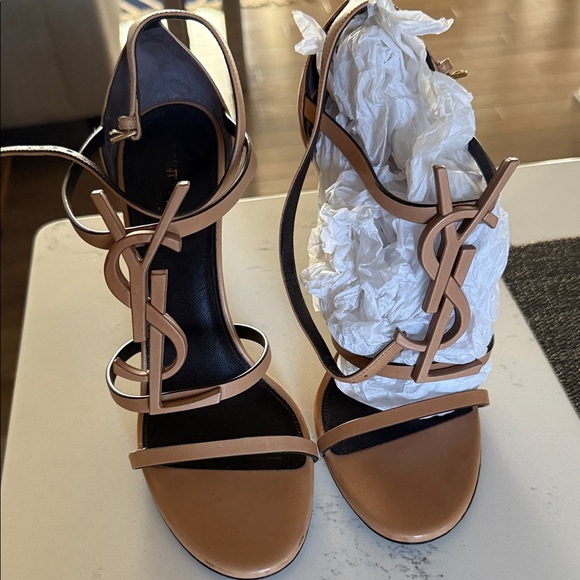 Yves Saint Laurent Shoes - Yves Saint Laurent Beige Strappy Heels